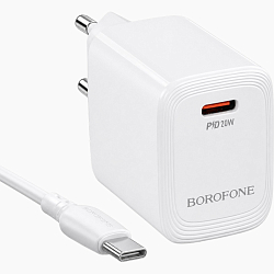 Сетевое ЗУ 1Type-C 3A BOROFONE BN26 White, PD20W, Type-C-Type-C