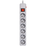 Сетевой фильтр  3.0м SMARTBUY SBSP-6-30-G, серый, 6 розеток,  16А, без з/ш, с з/к, ПВС 3x1.0