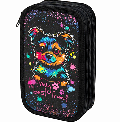 Пенал ЮНЛАНДИЯ, 3 отделения, картон с эффектом soft-touch, 19х11 см, True friend, 272266