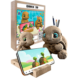 Картонный 3D конструктор QBRIX Черепашки-подставка и органайзер