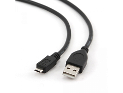 Кабель USB <--> microUSB  1.0м GEMBIRD/CABLEXPERT CCP-mUSB2-AMBM-1M, черный, пакет