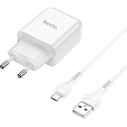 Сетевое ЗУ 1USB 2.1A HOCO N2, Vigour, microUSB, X37 cool, белый