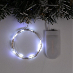 Гирлянда «Нить» 1 м роса, IP20, серебристая нить, 10 LED, батарейки CR2032×2 (в комплекте), свечение белое