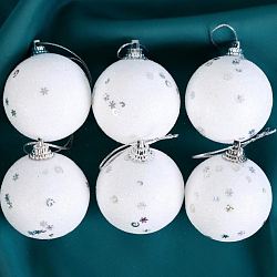 Набор шаров пластик d-4,5 см, 6 шт "Снежная сказка" белый 3570526