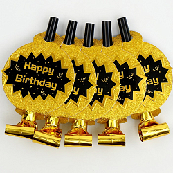 Дудка-гудок «С днём рождения», набор 5 шт., цвет золотой