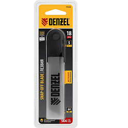 Лезвия, 18 мм, сталь SK4 - 0,5 мм, супер острые, многосегментные, 5 штук// Denzel