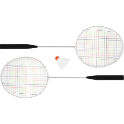 Бадминтон, набор 3 предмета: 2 металлические ракетки, волан, цвета МИКС