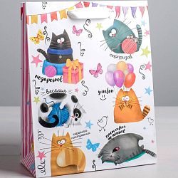 Пакет ламинированный вертикальный «Забавные коты», ML 23 × 27 × 8 см