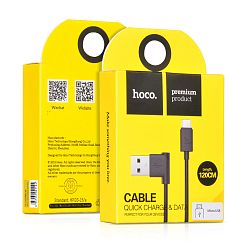 Кабель USB <--> microUSB  1.2м HOCO UPM10  L-образный дизайн чёрный