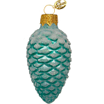 Ёлочное украшение "Шишка в снегу, бирюзовая глянцевая", в подарочной упаковке, h-9 см