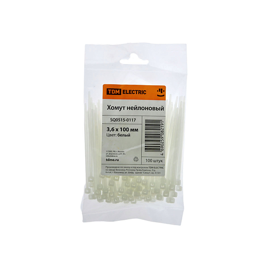 Хомут-стяжка TDM 3,6х100мм белый (100шт)