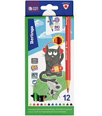 Карандаши цветные Berlingo "SuperSoft. Жил-был кот", 12цв., трехгран., заточен., картон, евр SS00512