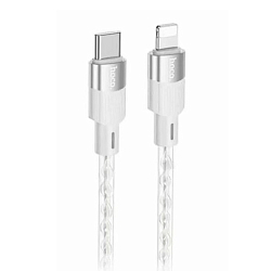 Кабель Lightning <--> Type-C  1.0м HOCO X99 Crystal, серый, PD 20Вт