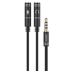 Разветвитель Jack 3.5 <--< 2*Jack 3.5 PERO AD08 PREMIUM черный