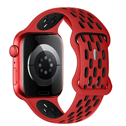 Силиконовый ремешок HOCO WA19 для APPLE Watch 42/44/45/49мм двухцветный, красный, чёрная вставка