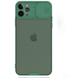 Силиконовый чехол REALM для iPhone 12 Pro Max (темно-зелёный), со слайд-камерой