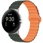 Силиконовый ремешок WB32 Универсальный 22мм на магните (dark green/orange)