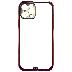 Задняя накладка AKSS для iPhone 12 Pro, 6D, металлический обод, красный