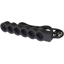 Сетевой удлинитель 3.0м LEGRAND 6 розеток, черный (694566)