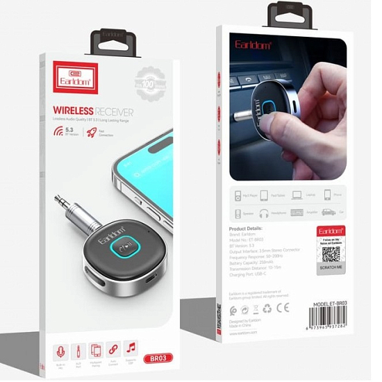Адаптер Bluetooth EARLDOM ET-BR03, чёрный