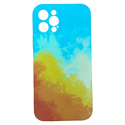 Задняя накладка SOFT TOUCH для iPhone 12 Pro (оранжево-голубой)