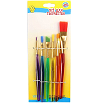 Набор кистей, 6 шт., синтетика, «Радуга»