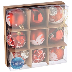 Набор шаров 6 см, 9 шт., цвет: красный SYQB3-0123028 арт.106344