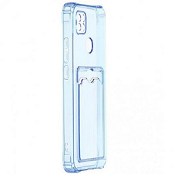 Задняя накладка ZIBELINO Silicone Card Holder Case для Xiaomi Redmi 10A/9C (голубой) защита камеры