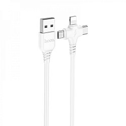 Кабель USB <--> Type-C/Lightning/microUSB  1.0м HOCO X77 Jewel, белый