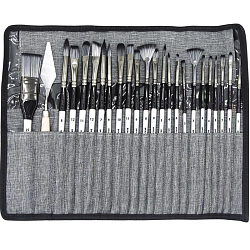 Кисти художественные набор 23 шт синтетика с мастихином в пенале, BRAUBERG ART DEBUT, 201048