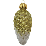Ёлочное украшение "Шишка в снегу", прозрачная серия, золотая, в подарочной упаковке, h-8см ФУ-2-90/П1