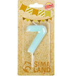 Свеча в торт "Неоновое сияние", цифра "7", светящаяся голубая, 9 см   10717231