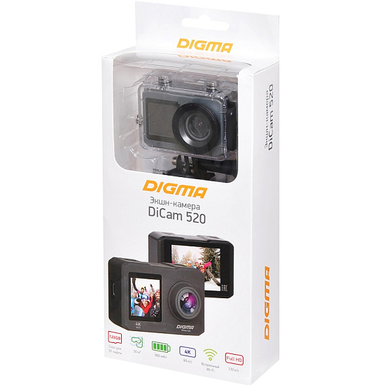 Экшн-камера DIGMA DiCam 520 4K, Wi-Fi, серая
