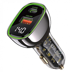 Авто ЗУ 1USB/1Type-C 3A Kakusiga KSC-1054 черное, PD65W+QC3.0