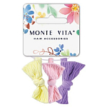 Резинки для волос НАБОР 3 шт, мягкие, средние, с бантами, разные цвета MONTE VITA 457049