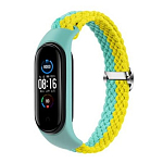 Плетеный ремешок STR для XIAOMI MI Band 3/MI Band 4 двухцветный желто-бирюзовый