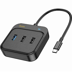 USB-Хаб HOCO HB36, EasyLink, 5 Гнезд, PD, USB3.0, 2хUSB2.0, HDMI, кабель Type-C, черный