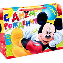 Пакет «С днём рождения!»,61х46х20 см, упаковка, Микки Маус