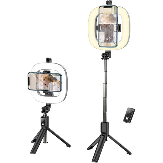 Монопод HOCO, LV03 Plus, Showfull, bluetooth, чёрный, (мятая упаковка)