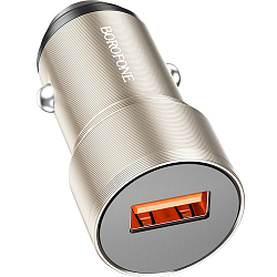 Авто ЗУ 1USB BOROFONE BZ19A, Wisdom, золотой