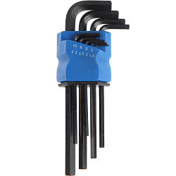 Набор ключей шестигранных ТУНДРА black, удлиненных, CrV, 1.5 - 10 мм, 9 шт. 2354399