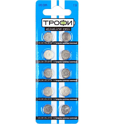 Элемент питания ТРОФИ AG10 (389) (SR1130W) LR1130, LR54