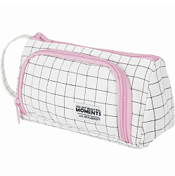 Пенал-косметичка BRAUBERG с ручкой, 1 откидная планка, полиэстер, 22x10х8 см, "Checkered white", 271558