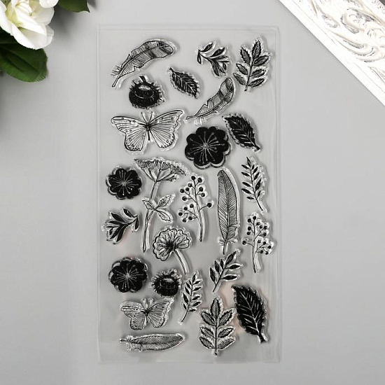 Штамп для творчества силикон "Гербарий" 20х10 см   5478064