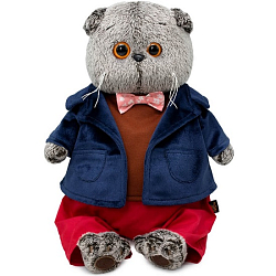 Мягкая игрушка Басик в синем бархатном пиджаке , 30 см (Ks30-238) УЦЕНКА