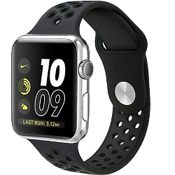 Силиконовый ремешок NIKE BAND 42/44/45/49mm, № 20_темно-серый & черный