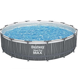 Бассейн каркасный BESTWAY 561GD Steel Pro Max 457x107 см, 14970 л, фил.-нас. 3028 л\ч, лестн, тент, подсветка