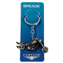 Брелок для ключей Cartage, "Байк", металл, темный хром