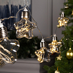 Гирлянда "Нить - с насадками" 3 м, «Лампочки звёздочки», свечение тёплое белое, 8 режимов, IP20