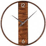 Часы настенные РУБИН "Лофт" круглые интерьерные из дерева, лесной орех, d=37см (3737-002)